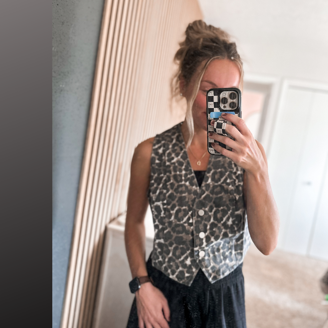 Leopard Denim Vest