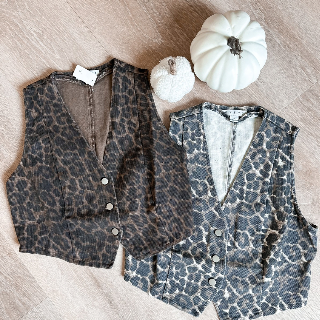 Leopard Denim Vest