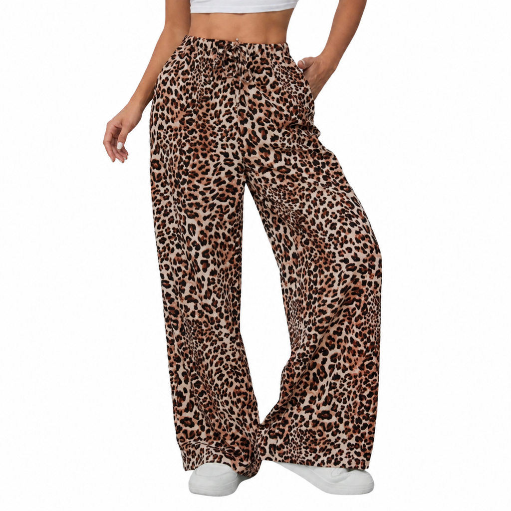 Leopard Print Straight Leg Pants