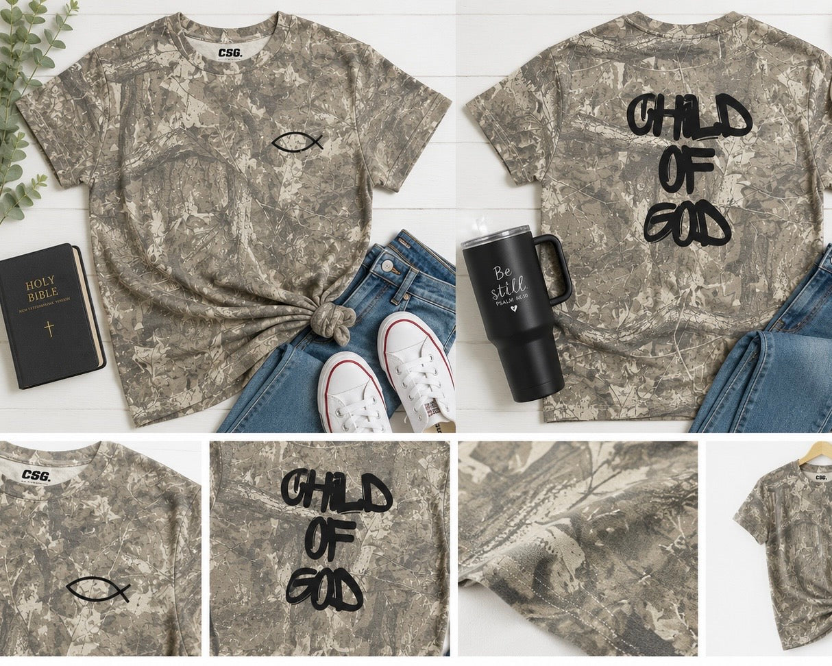 Camo Child of God | Christian Leaf Camo Tee