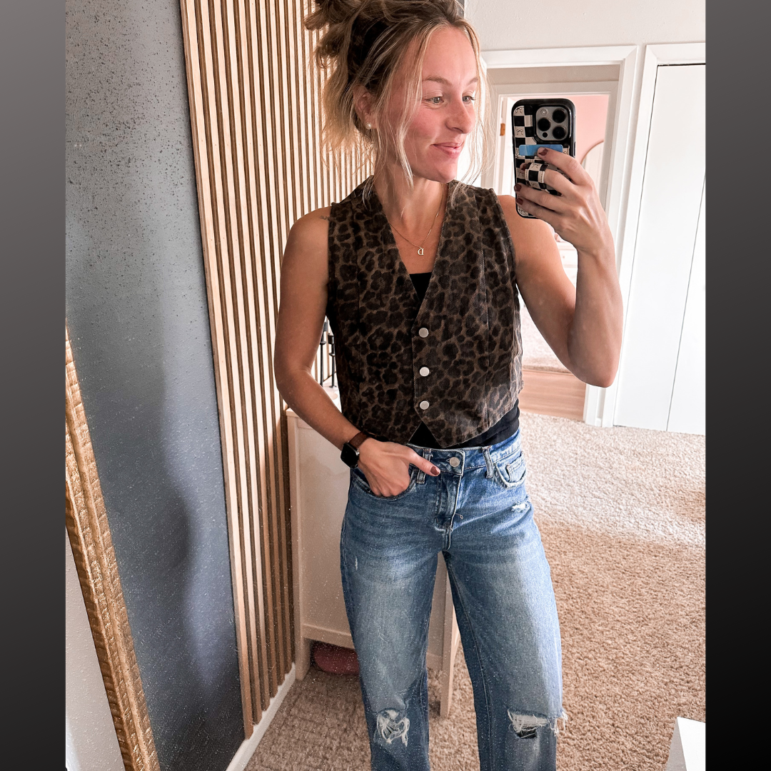 Leopard Denim Vest