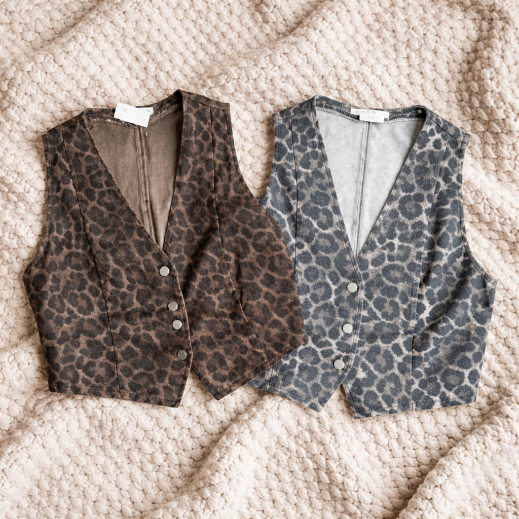 Leopard Denim Vest | Denim Vest