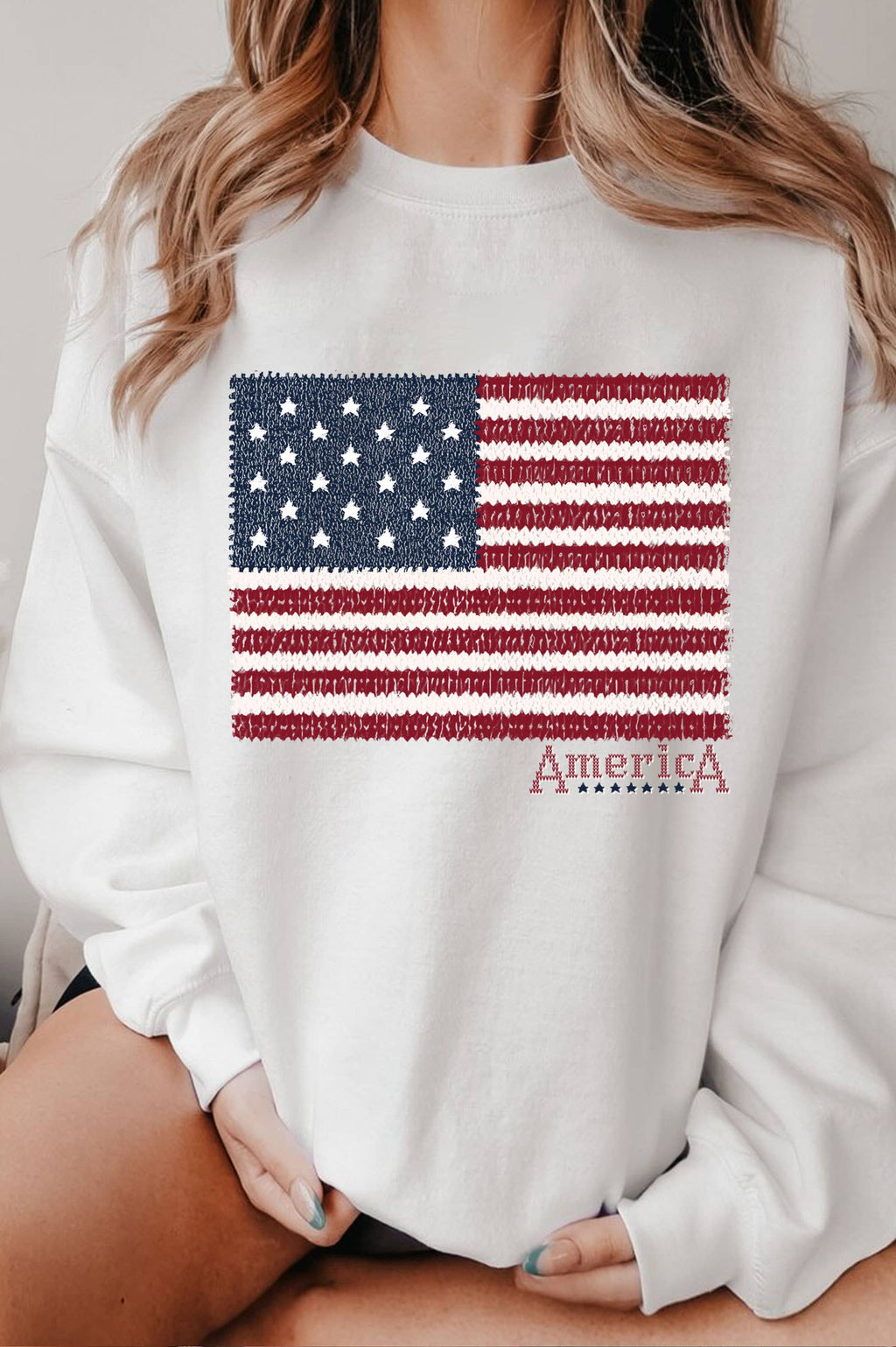 American Flag Sweatshirt | Patriotic Crewneck | Midwest Boutique