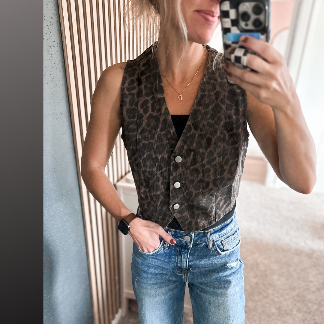 Leopard Denim Vest