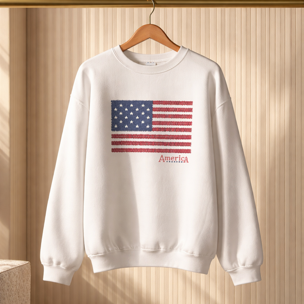 American Flag Sweatshirt | Patriotic Crewneck | Midwest Boutique