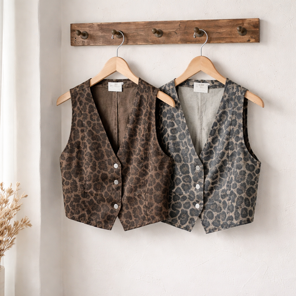 Leopard Denim Vest | Denim Vest