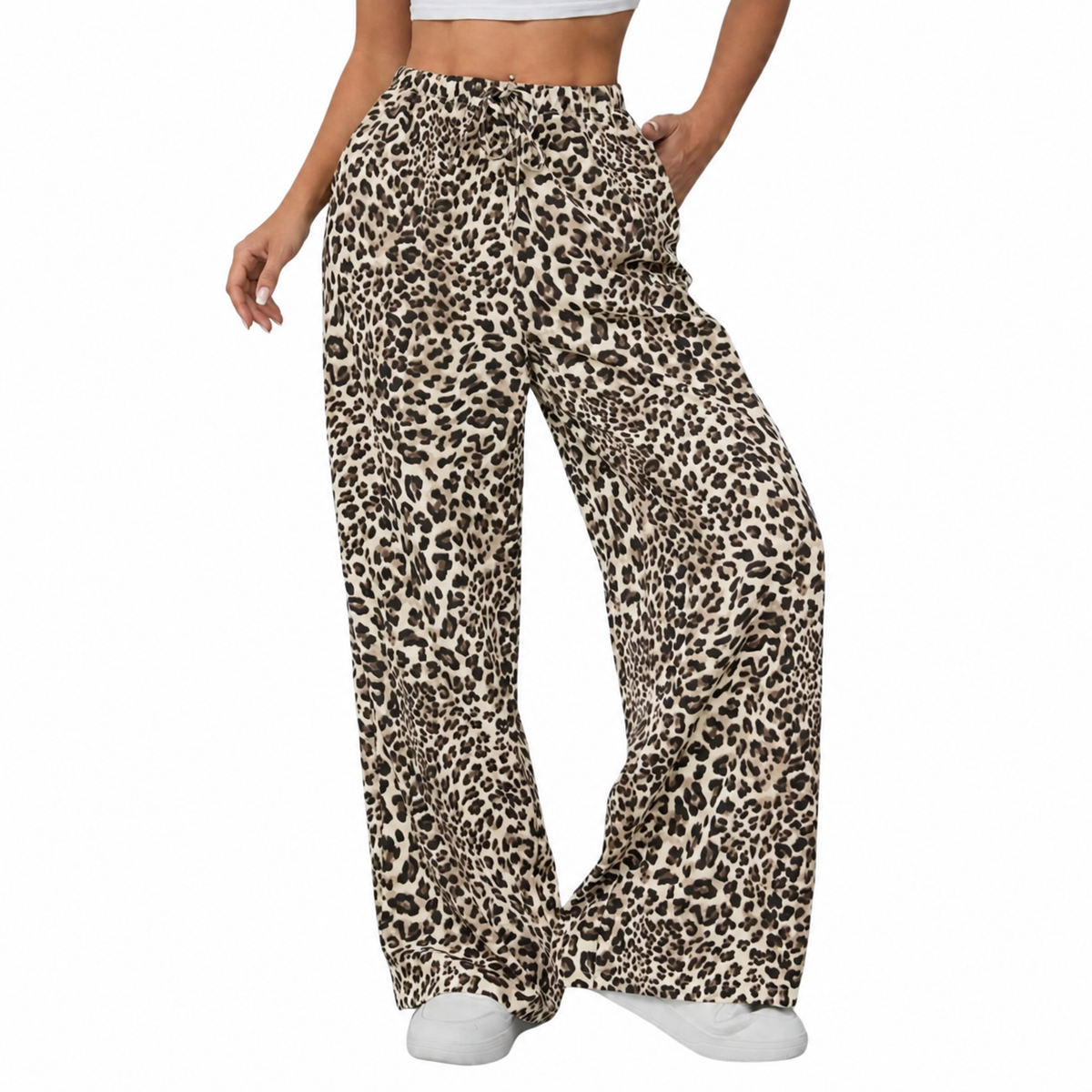 Leopard Print Straight Leg Pants