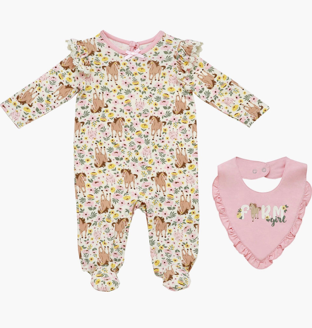 Wildflower & Willow Footie/Bib Set
