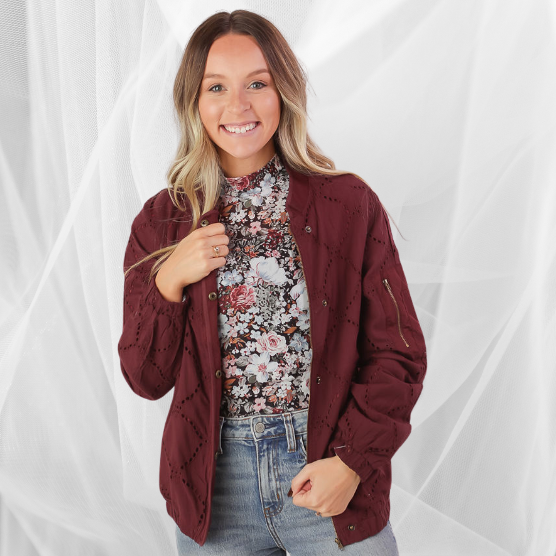 Burgundy Bomber Jacket