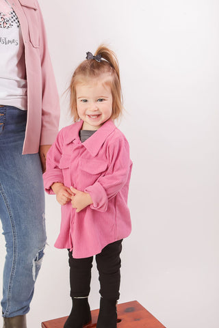 Littles Pink Corduroy Shacket